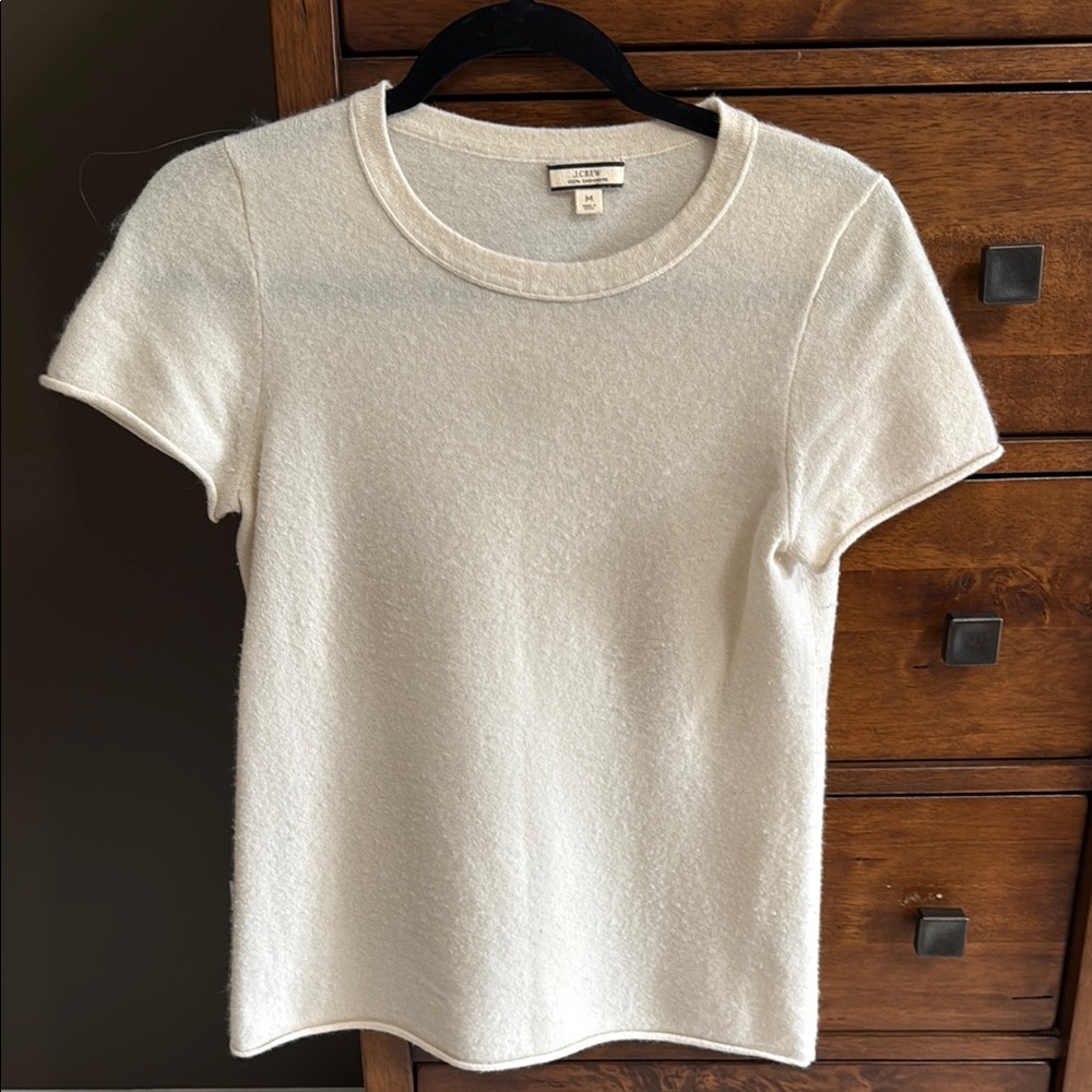 J. Crew Cream Fitted Short Sleeve T-Shirt